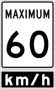 Road sign that says maximum 60 km per hour