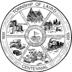 Laird Township Centennial logo in black and white