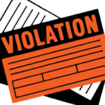 A graphic of a violation ticket in orange and black