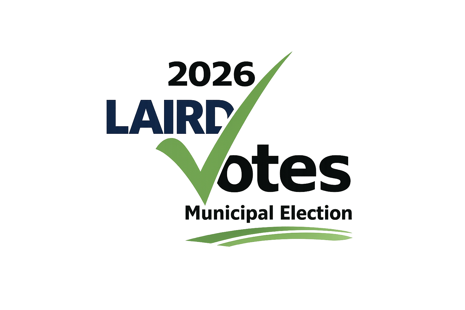 laird township personalized election logo with a green checkmark through the words