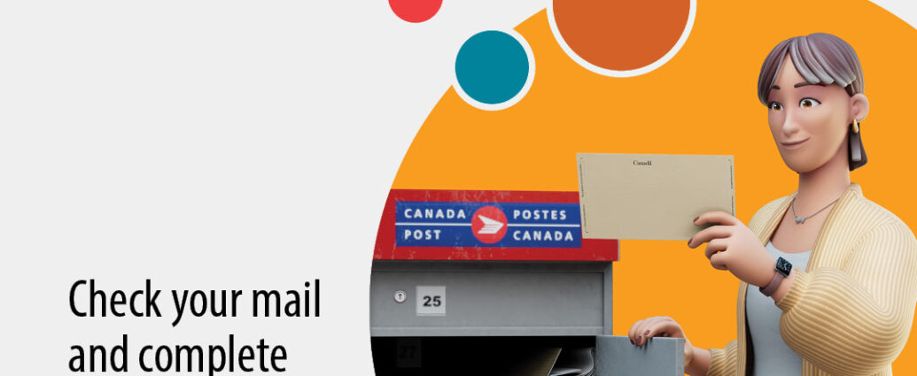 Information poster with person mailing a letter