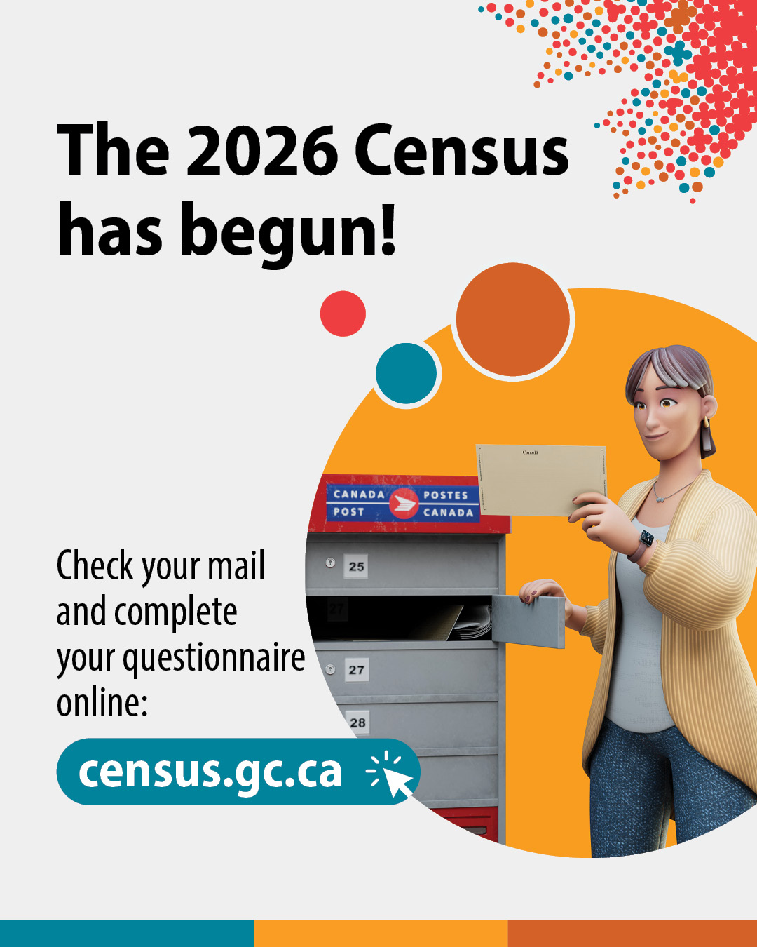 Information poster with person mailing a letter