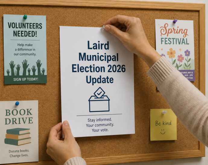 Document being posted on a bulletin board