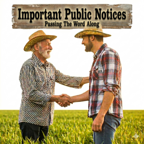 Two country men shaking hands in a field