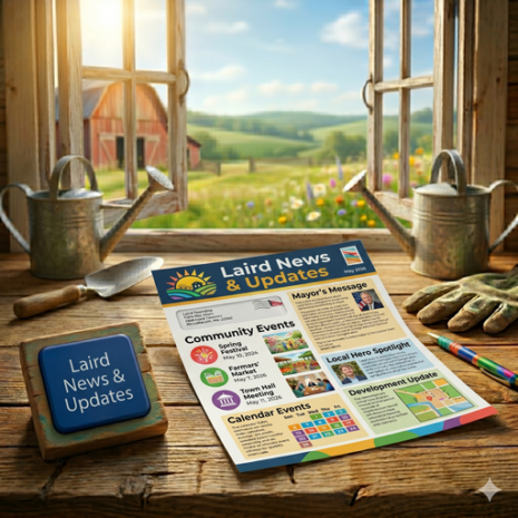 Looking out a country window with a new flyer on table