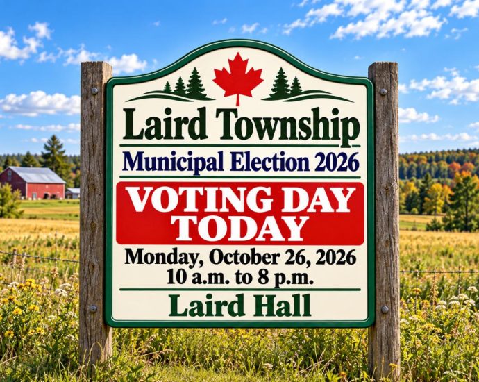 sign with voting information for todays election